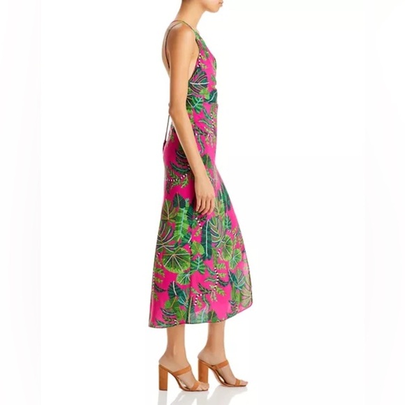 FARM Rio Leaves Asymmetric Midi Dress Size L - Picture 4 of 8